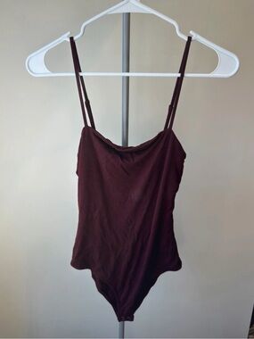 Forever 21 Burgundy Cowl Neck Spaghetti Strap Bodysuit